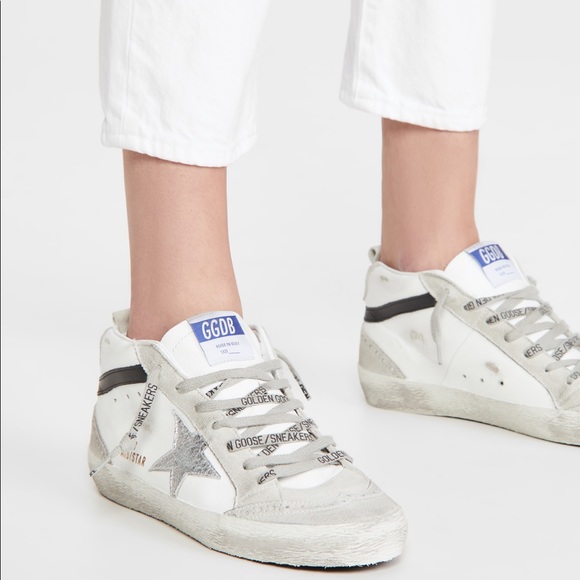 Golden Goose Shoes - Golden Goose Midstar White/Black/Silver Star NIB